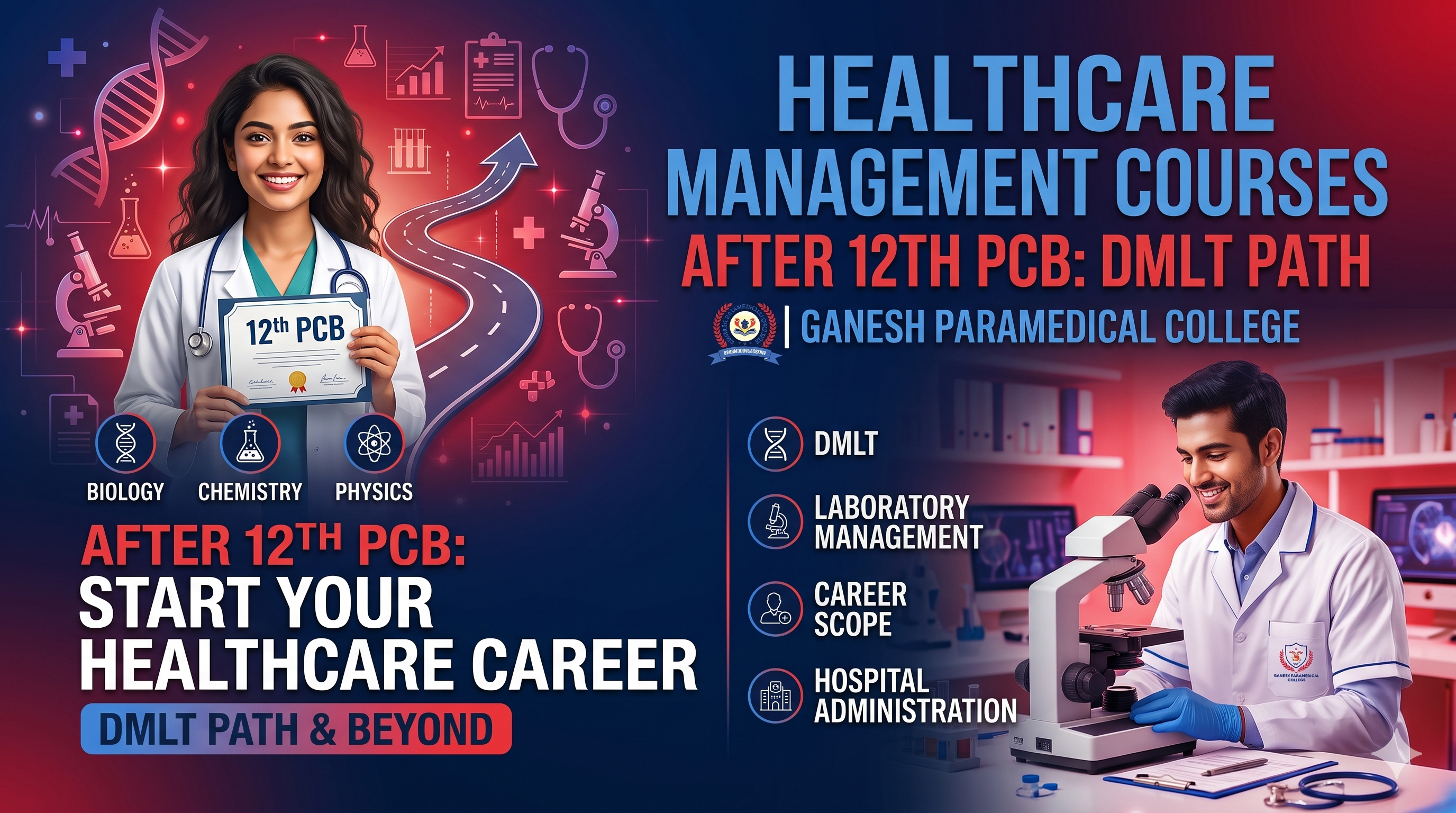  Start Your Career in Healthcare Management After 12th in Science Stream (PCB) with DMLT Course 